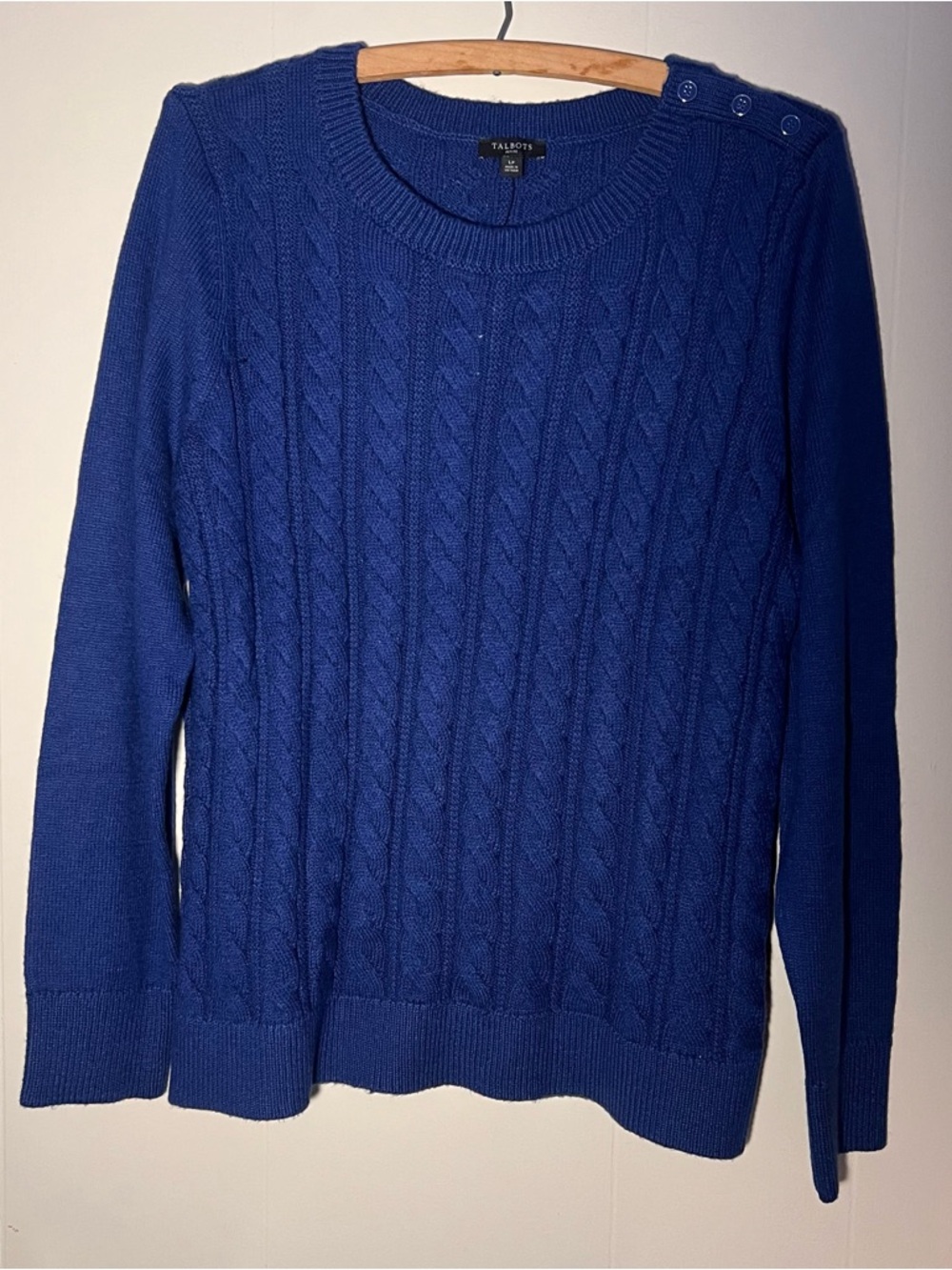 Talbots Women’s Navy Cable Knit Sweater Size Petite Large NEW